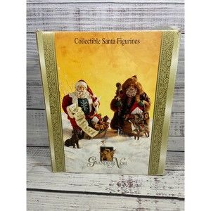 Grandeur Noel Christmas Collectible Fabric Mache Set of 2 Santa Claus
